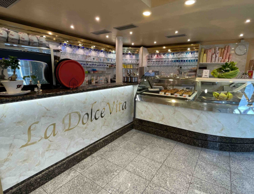 Thekenbeschriftung für Eiscafé La Dolce Vita